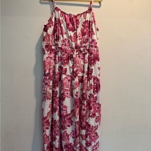 Floral Pink and White Maxi Dress